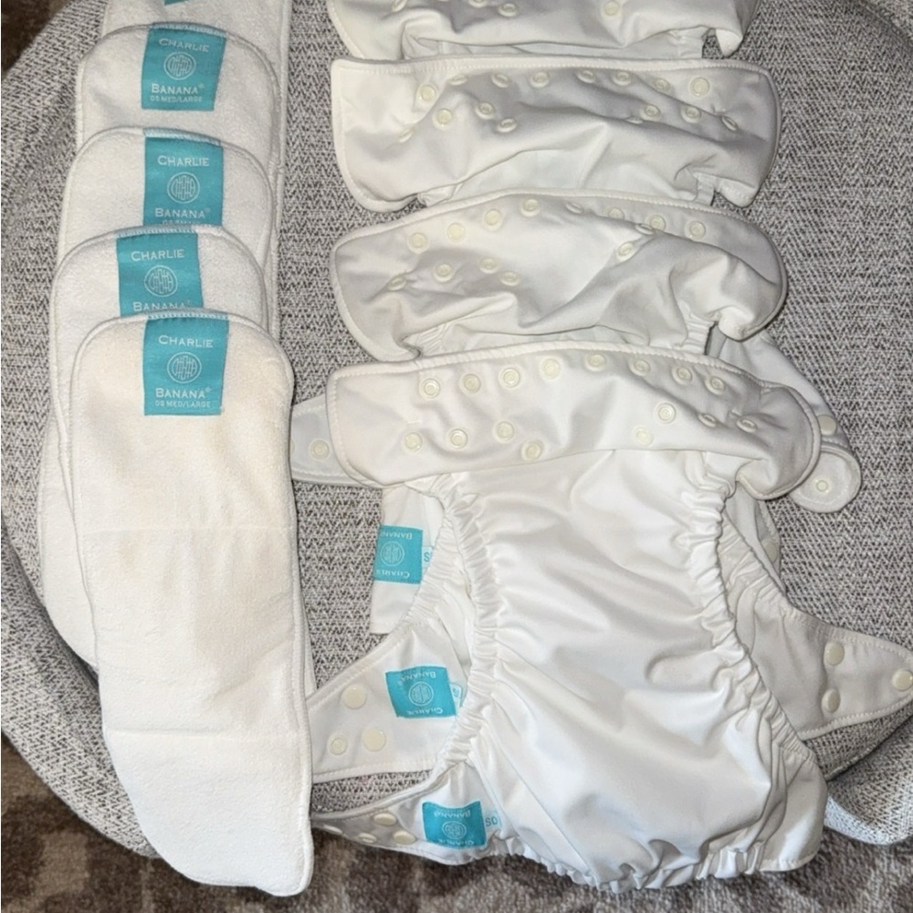 Charlie Banana White Cloth Diapers  total 4.